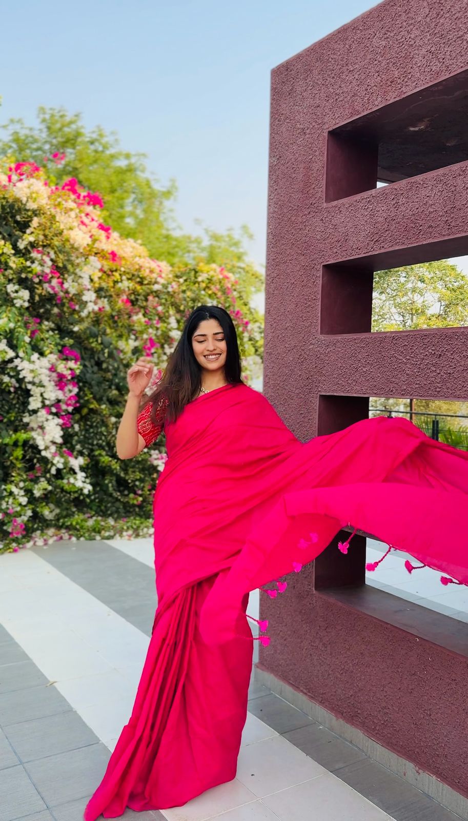 Rangdhaaga Rani pink Cotton Saree